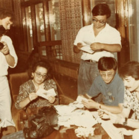 With colleagues, TAN TV Company, 1993