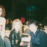 На конференции CNN World report В центре актриса Джейн Фонда, слева Лейла Бекетова2, Президент TAN-Plus TV Company 1993 год