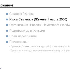 Окончательный вариант модернизации бизнеса Холдинга Phoenix