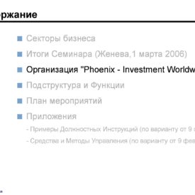 Окончательный вариант модернизации бизнеса Холдинга Phoenix