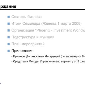 Окончательный вариант модернизации бизнеса Холдинга Phoenix